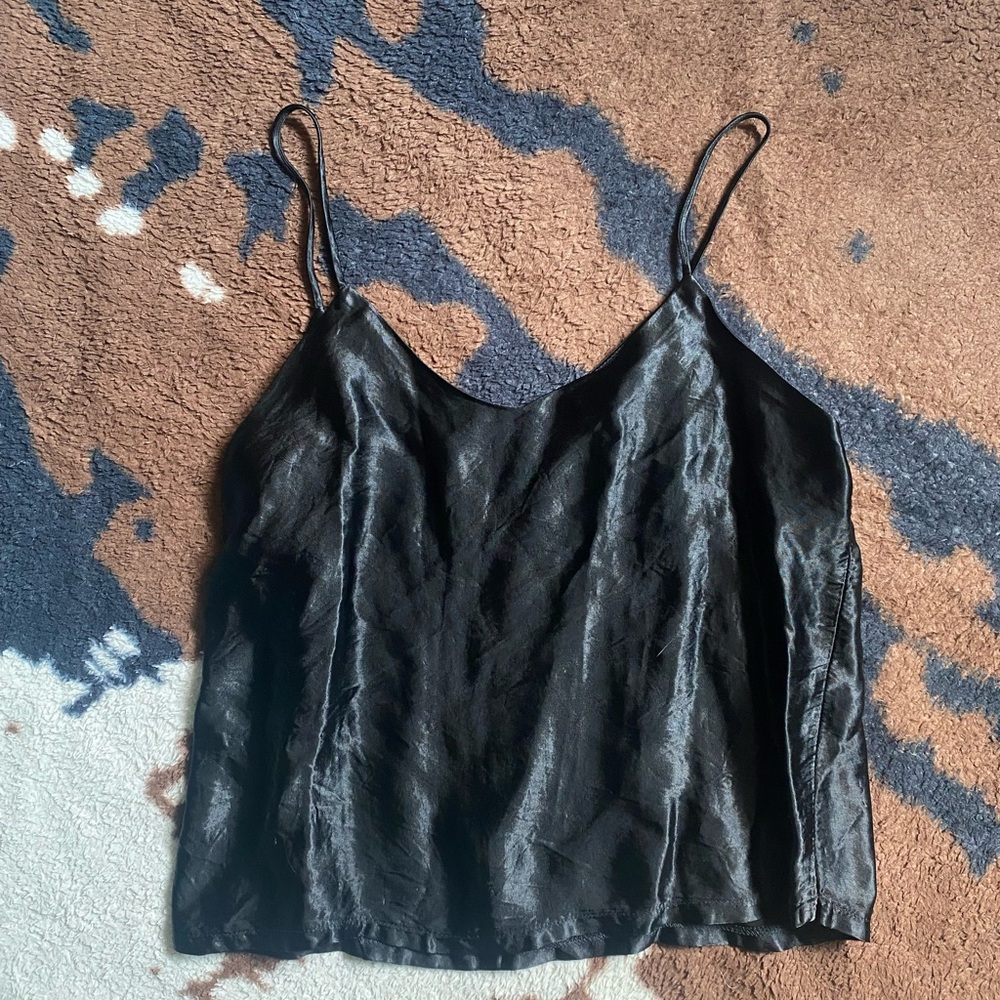Vintage Black Satin Cami Top